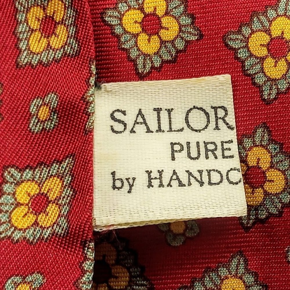 Sailor Burgundy Red Gold Print Oblong Silk Scarf - Picture 5 of 6
